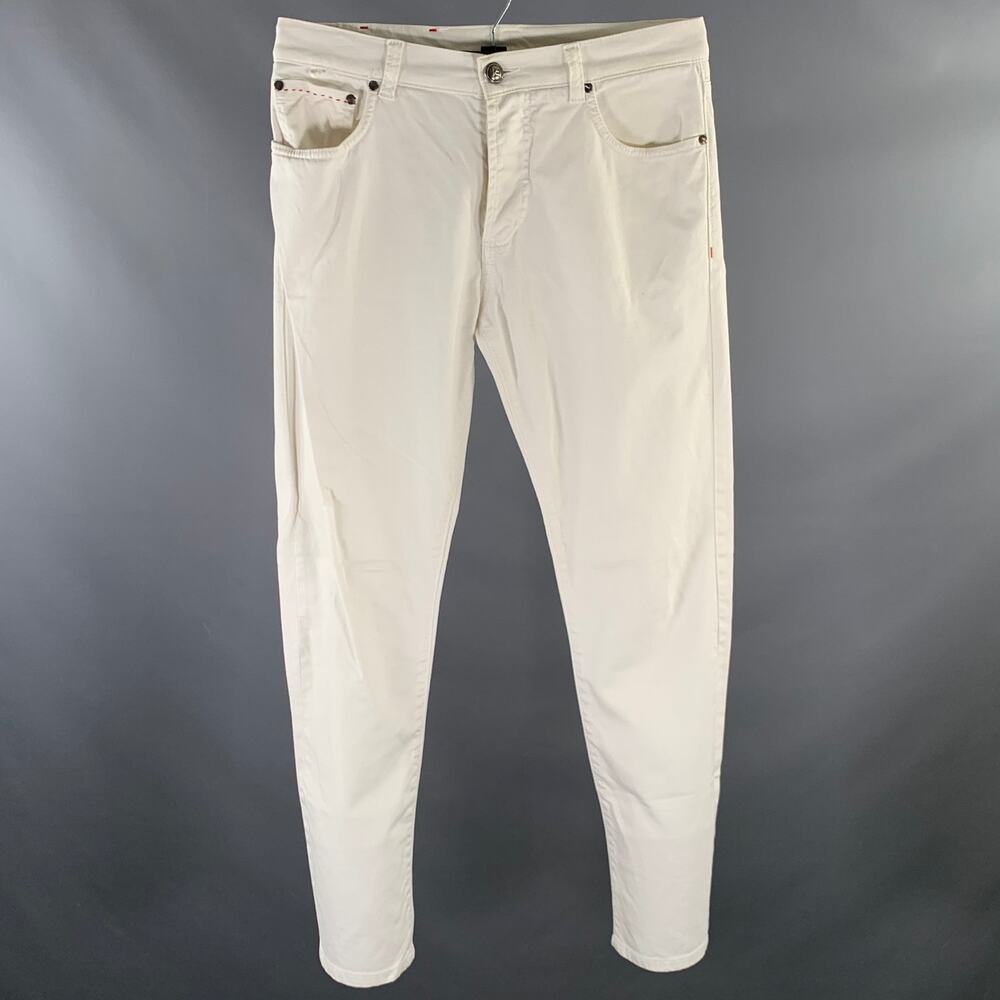 ISAIA Size 32 White Cotton Blend Straight Jeans